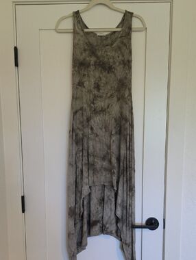 Sweet Pea Green Tie-Dye High-Low Ribbed Maxi Dress